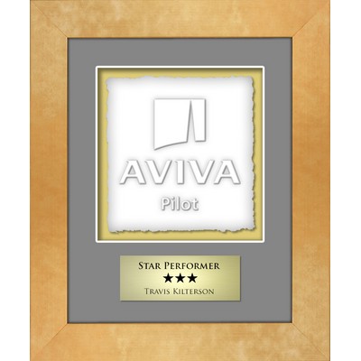 Teslin (Square) - Cast Paper Raised Image - Shadowbox Award - Gold Frame