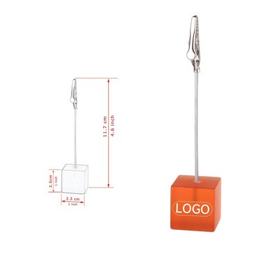 4" Memo Clip Holder Stand Note Holder w/Plastic Cube Base