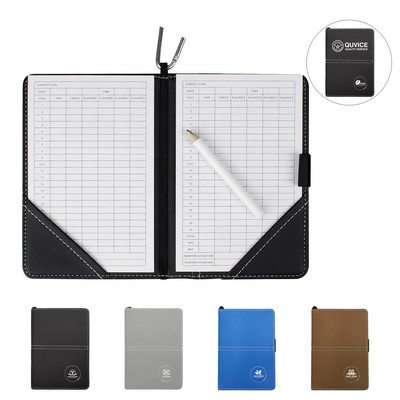PU Leather Golf Scorecard Holder Yardage Book With Buckle And Pen