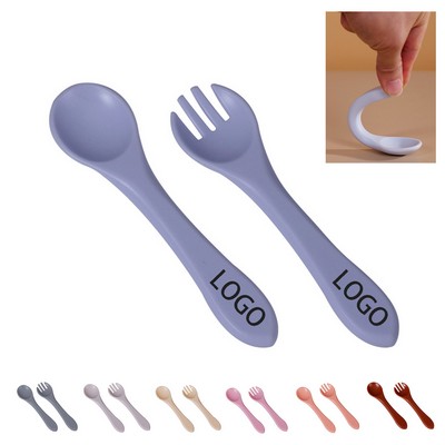 BPA Free Toddler Utensils Silicone Baby Feeding Forks and Spoons Set