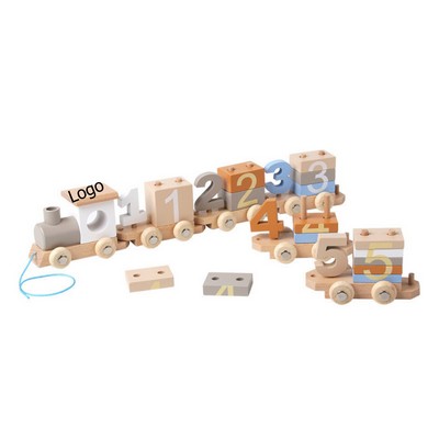 Wooden Train Set for Baby Toys with Numbers and Blocks