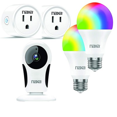 Naxa-Emerson-Victor Naxa Wi-Fi Smart Home Kit w/1 Wi-Fi Camera, 2 Smart Plugs & 2 Smart Light Bulbs