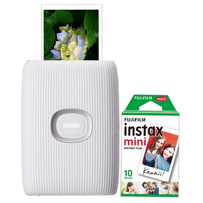 FujiFilm Instax Mini Link 2 Smartphone Printer Bundle Clay White