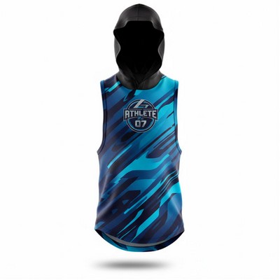 Full Color Spandex Interlock Sleeveless Hoodie T Shirt