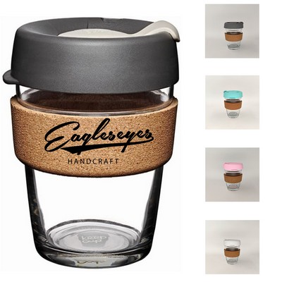 12 oz Glass Coffee Tumbler with Lid