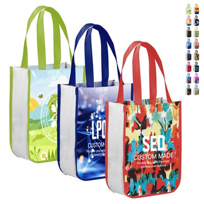 Fully Customizable 105GSM Round-Corner Laminated Tote Bags (12'' x 16'' x 6'')