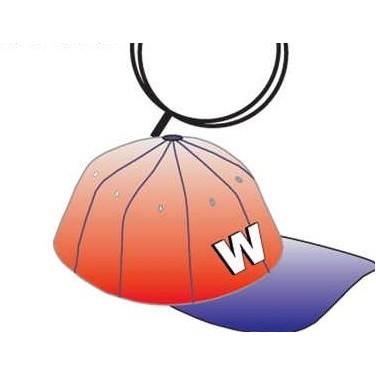 Baseball Cap Key Chain w/Clear Mirrored Back (3 Square Inch)