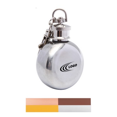 1 Oz Portable Round Flask With Keychain
