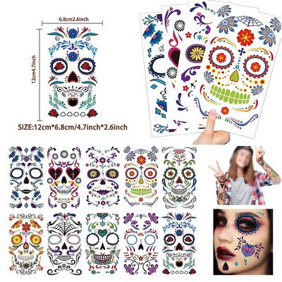 Halloween Makeup Tattoo Stickers 10CS/bag Long-Lasting Semi Permanent Water Transfer Tatuage