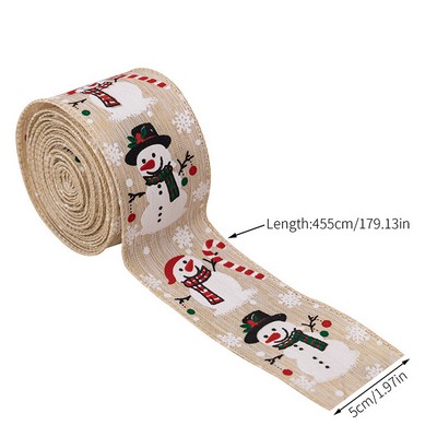 Christmas Ribbon Snowman Woven Ribbon Holiday Tree Decoration Gift Wrap Decorative Tape