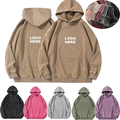 Custom Apparel Vintage Wash Sweatshirt Streetwear Oversized Hoodie