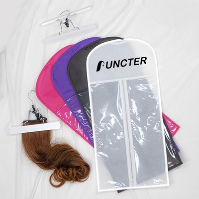 11.4" x 23.6" Foldable Dust-proof Wig Bags w/ Wooden Hanger