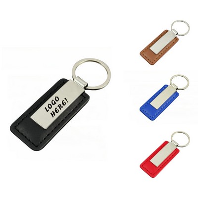 Leather Key Chain With Metal Plate