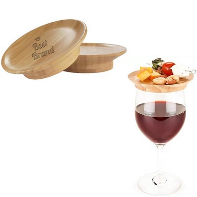 Wooden 2-in-1 Wine Glass Snack Serving Tray