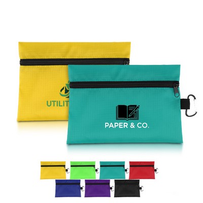 Ripstop Utility Zipper Pouch with Carabiner