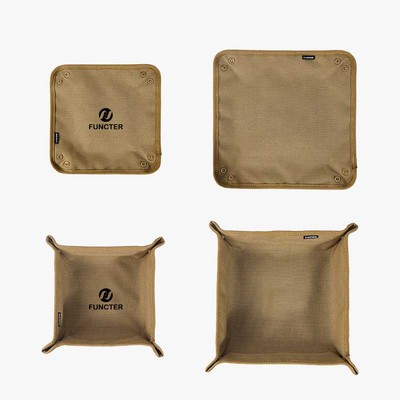 9.85'' x 9.85'' Foldable Canvas Dice Tray / Valet Tray, Portable Multi-Purpose Storage Tray