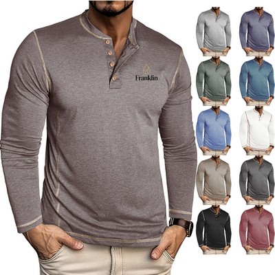 MOQ 20 Men's New Long Sleeve Henry Shirt