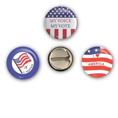 USA Made Celluloid Round Button (1") Stock Art - USA, Voted