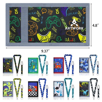 Cartoon Canvas Trifold Wallet with Strap