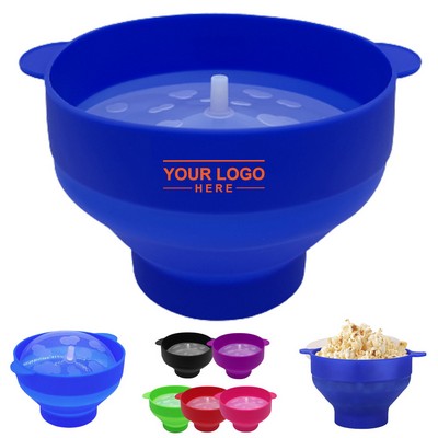 Collapsible Silicone Popcorn Bowl with Lid