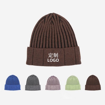 Eco-Friendly Recycled Blend Cuffed Knit Beanie - Winter Warmth