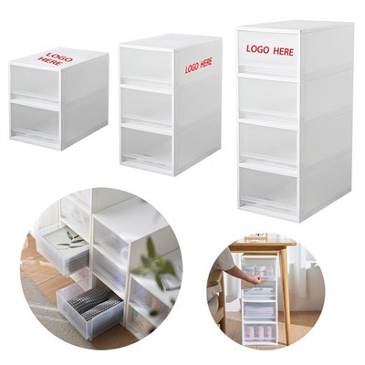 Multi-Tier Clear Plastic Stackable Drawer Organizer Storage Box Set