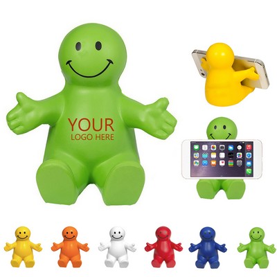 Smiley PU Stress Toy Phone Holder