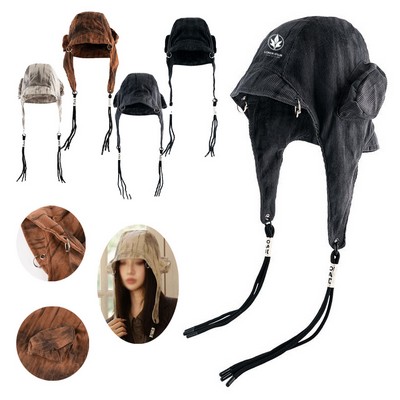 Autumn Winter Warm Velvet Aviator Hat Tie-Dye Ear Protection