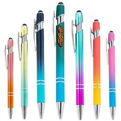 Gradient Finished Metal Ballpoint Pen w/Stylus