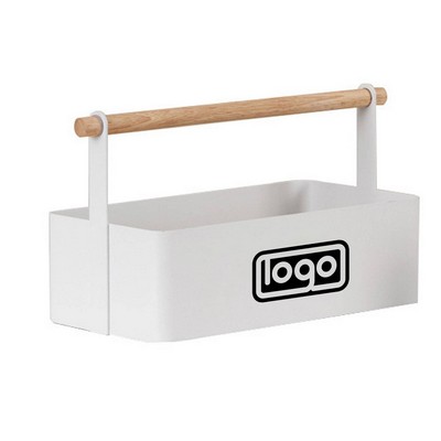 Stainless Steel Storage Box with Wooden Handle