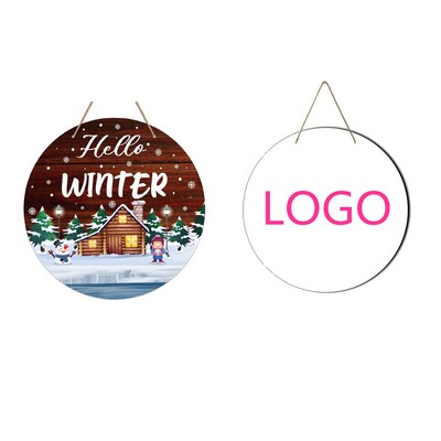 Round Door Hanging Wood Sign Decor