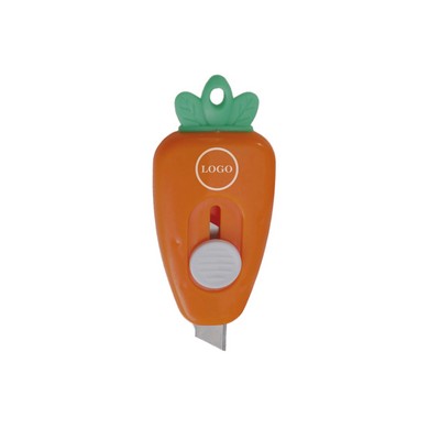 Cartoon Carrot-Shaped Mini Multi-Purpose Steel Safe Paper Cutter Office School Home Box Knife Tool