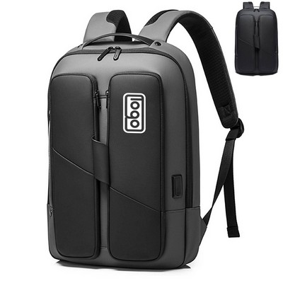 Nylon Waterproof Backpack with USB Charging Port