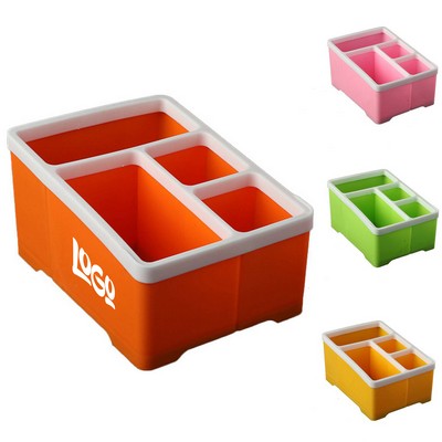 Plastic Multi-Functional 4 Compartment Desktop Organizer