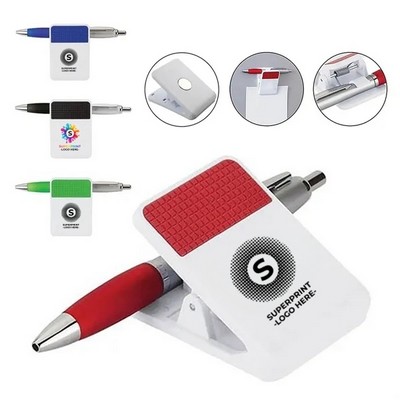 Magnetic Memo Clip with Ballpoint Pen
