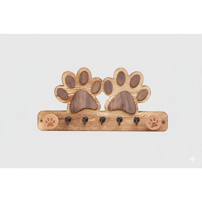 Wooden Dog Leash Holder Wall Mount Farmhouse Entrance Key and Pet Accessories Hanger Rack