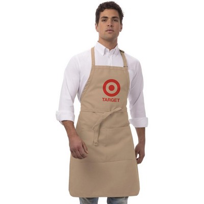 6 oz Polyester Twill Wide Bib Butcher Apron with Adjustable Neck & Extra-Long Waist Ties