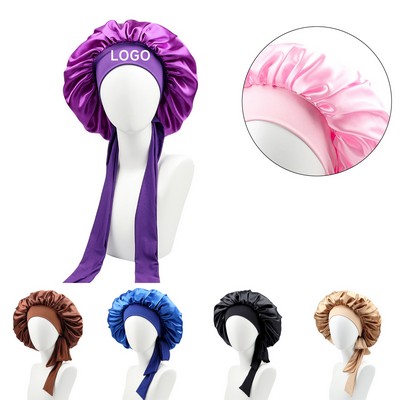 Satin Hair Bonnet with Tie Band
