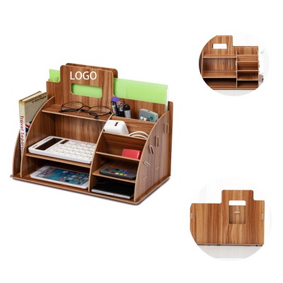 Wooden Desk Organizer with Multiple Compartments