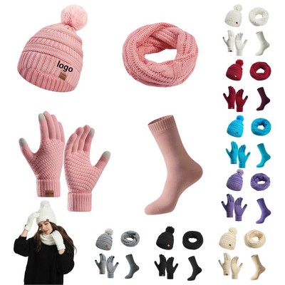 Dulex Winter Beanie/Scarf/Gloves/Socks Set