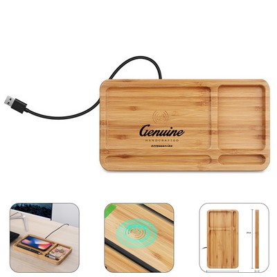 Bamboo Wireless Charging Organizer