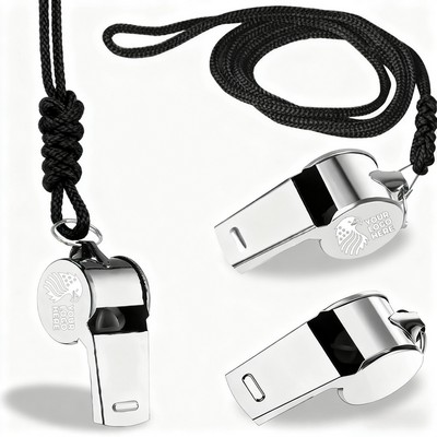 Loud Stainless Steel Referee Whistle with Lanyard