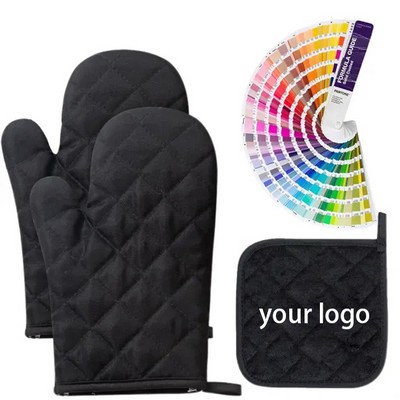 Thickened Heat Resistant Oven Mitt Set