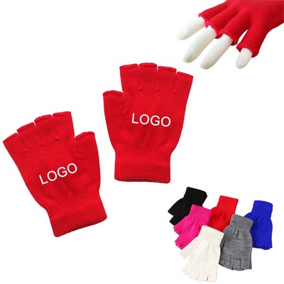 Winter Half Finger Gloves Knitted