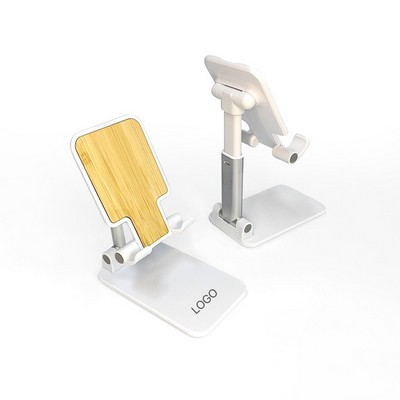 Folding Telescopic Bamboo Desktop Phone & Tablet Stand