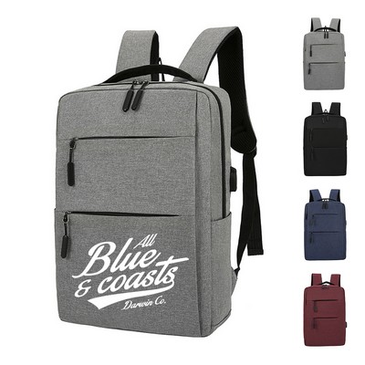 Water Resistant Oxford Laptop Backpack with USB Charging Port