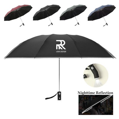 LED Flashlight Handle Folding Umbrella