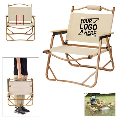 Wood-Grain Aluminum Folding Chair