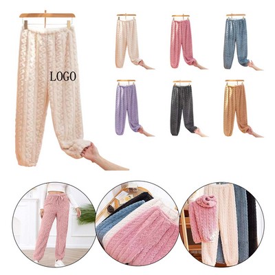 Women Winter Coral Fleece Pajama Pants