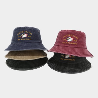 U.S. Navy Command 250th Anniversary Bucket Hat Vintage Washed Cotton Tactical Fisherman Cap